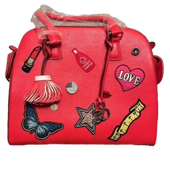 Amy & Joey Handbags - NWT AMY + JOEL Vegan Leather Shoulder Bag with 2D & 3D Ornaments and Patches